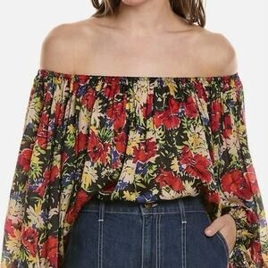 Womens THE GREAT The Palmette Top in hidden garden floral print size 1/S EUC!